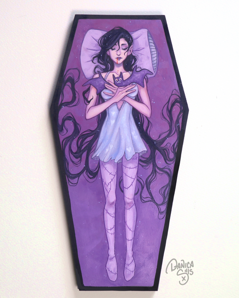 A Cozy Vampire Nap ☾ Original Oil Painting